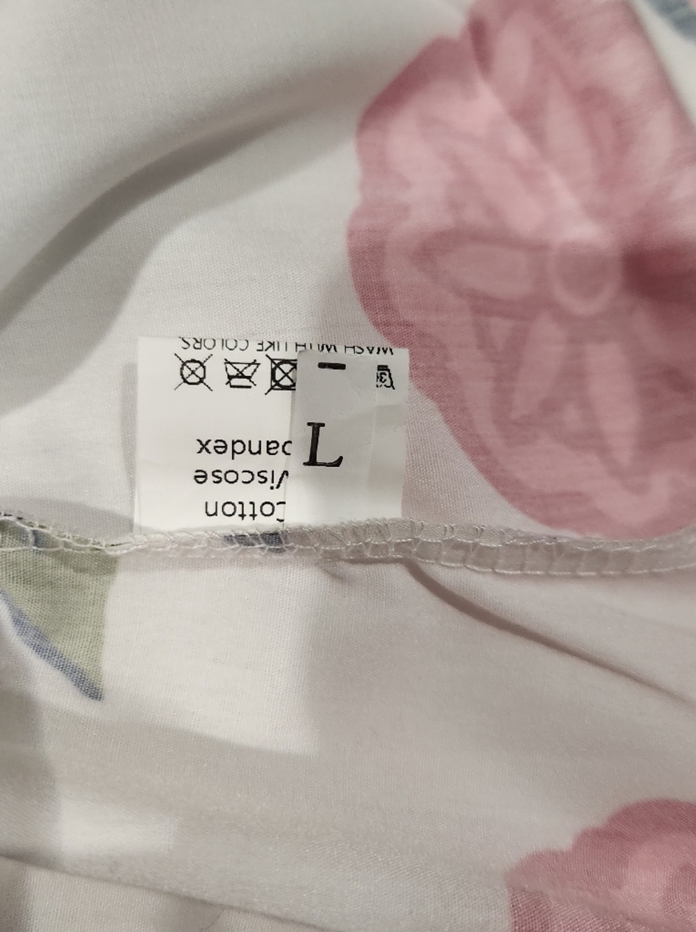 Floral Split-Neck Cotton Blouse in White and Pink - Picture 6 of 10